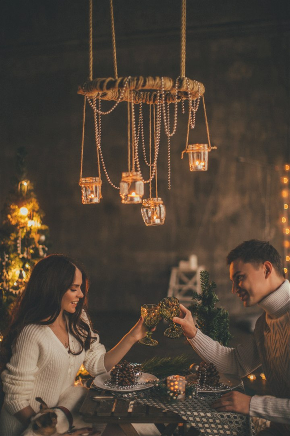 couple enjoying a candlelit dinner