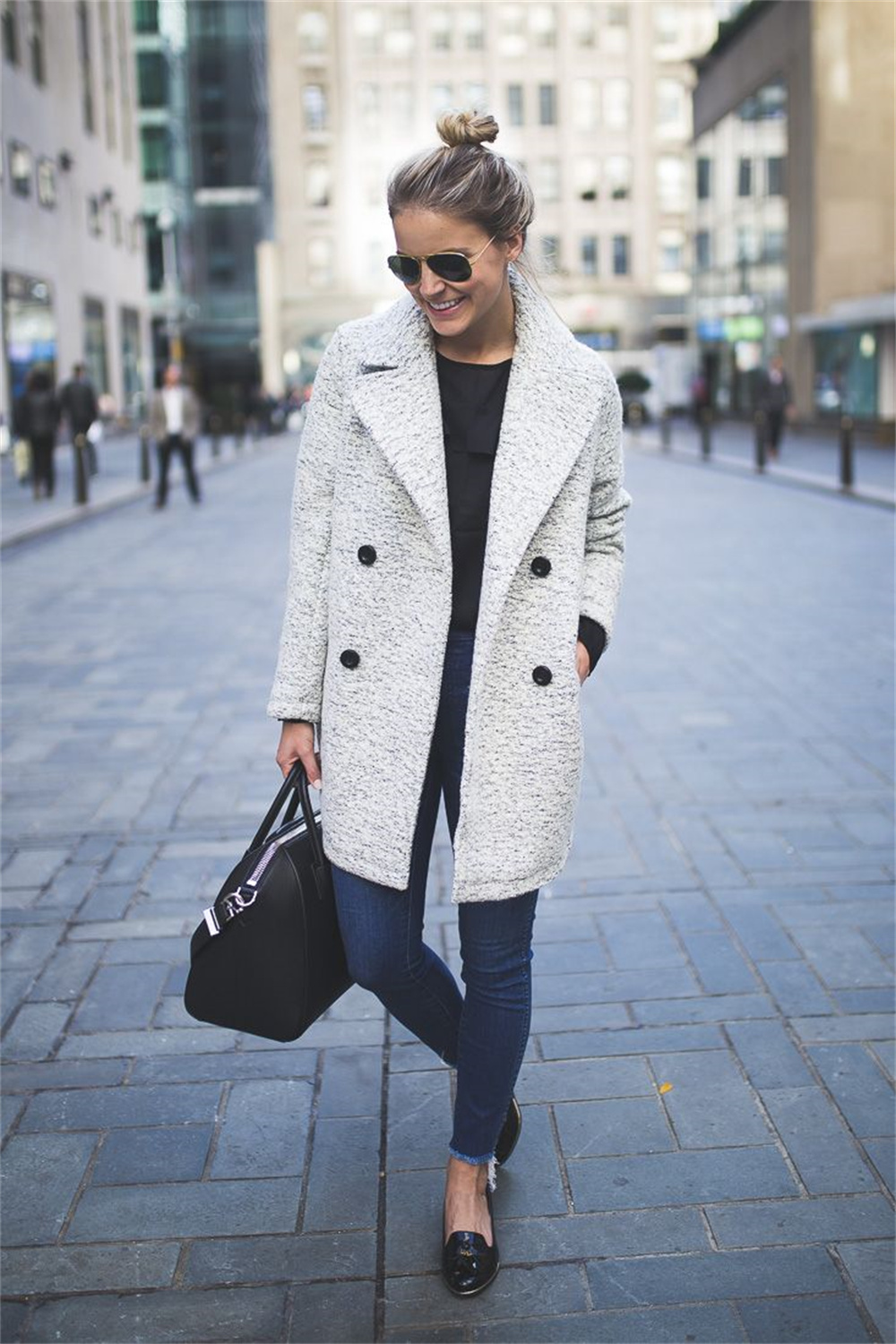 classic peacoat winter outfit