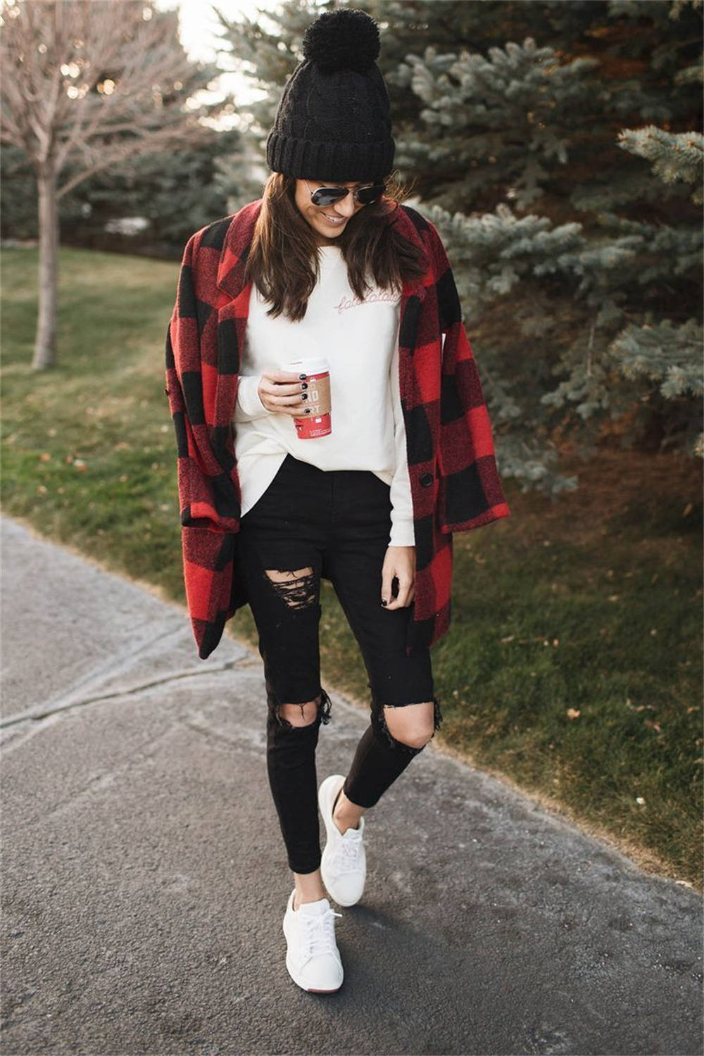 flannel shirt and beanie outfit