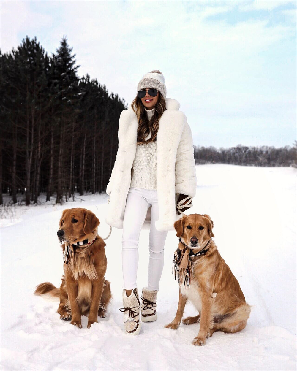 snowy white winter outfit