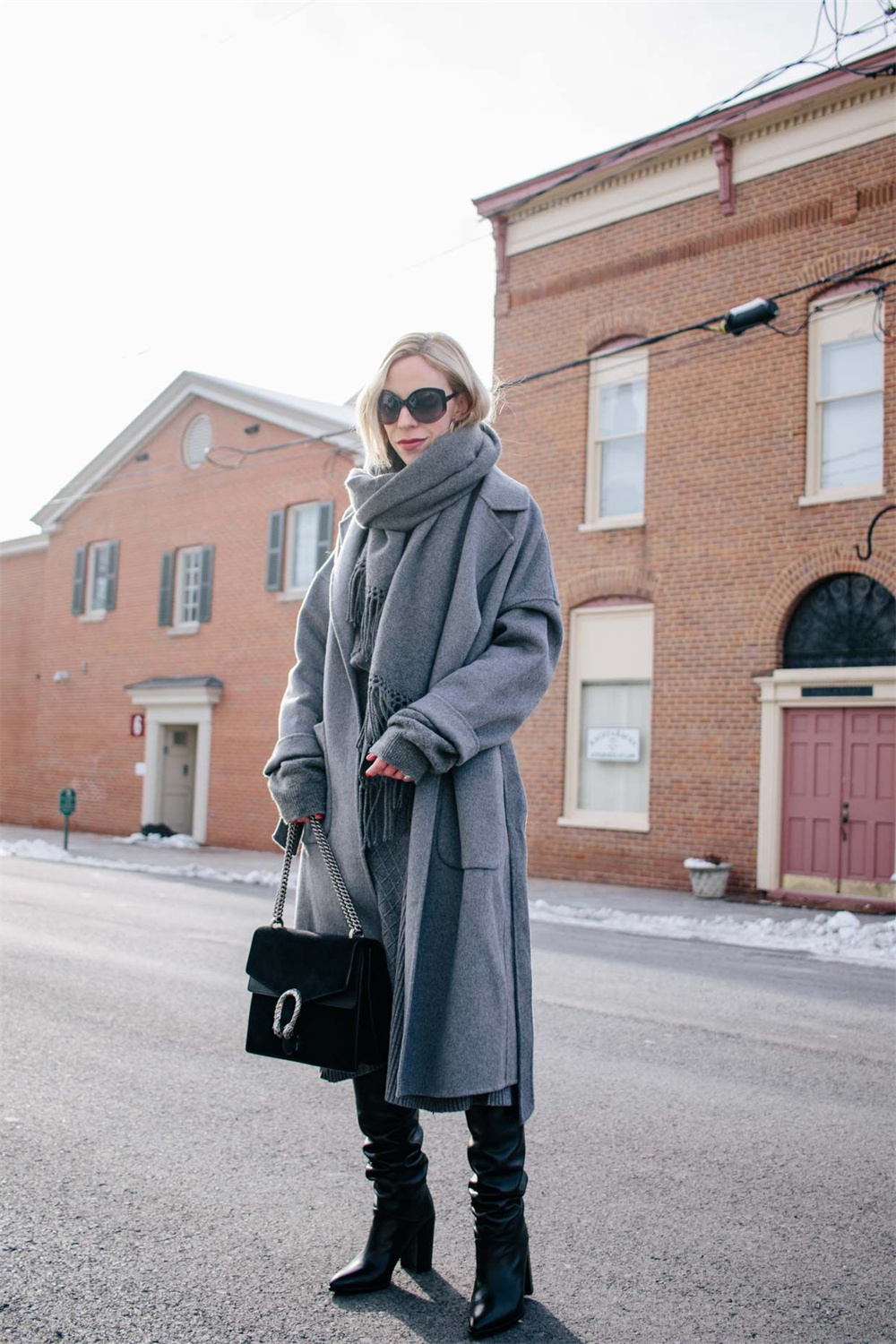 monochromatic gray outfit for winter