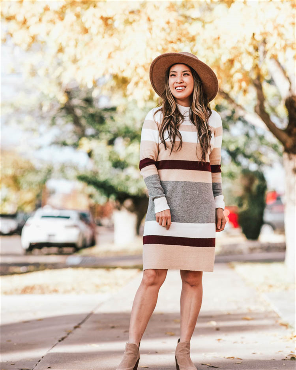chic sweater dress outfit