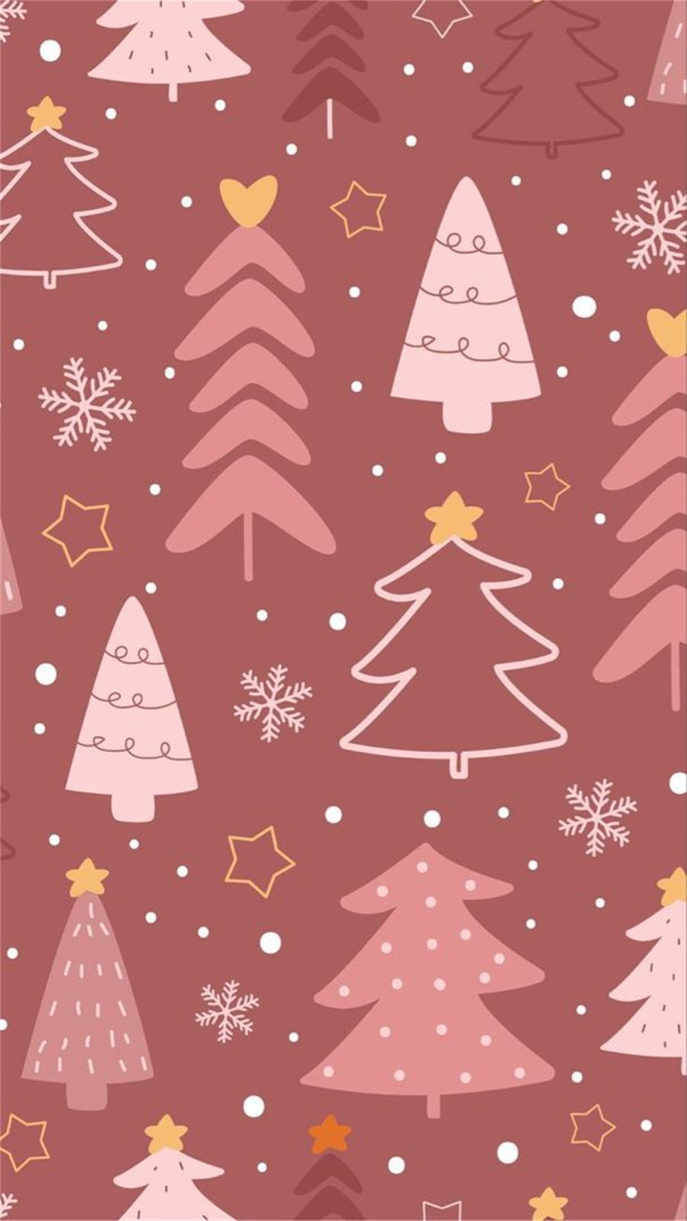 Pink Christmas iPhone Wallpaper with Snowflakes