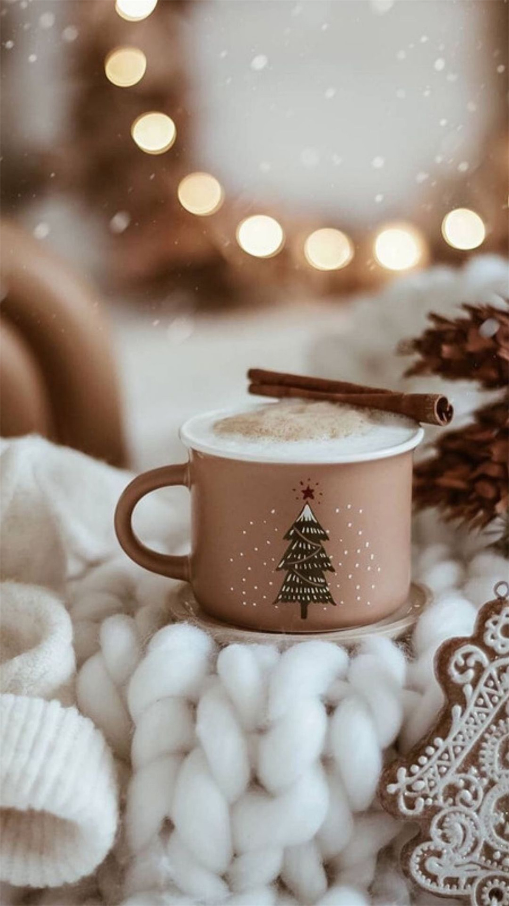 Christmas iPhone Wallpaper with Hot Coffee